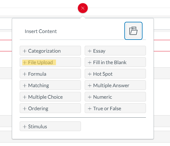 Screenshot of Canvas New Quiz Question Selection Options